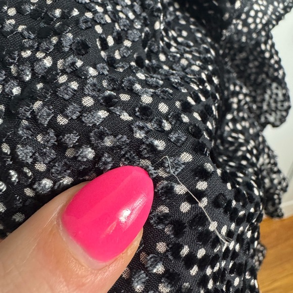 Ba&sh Celia Black Velvet Dot Ruffle Mini Dress Size 6 Silk Blend - Picture 10 of 15